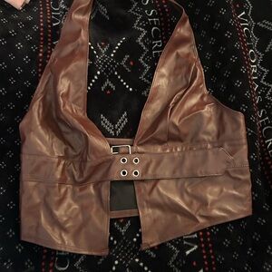 Red Halter Leather Top